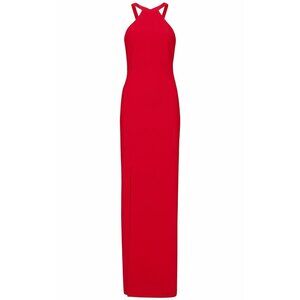Likely Womens Red Halter Long Maxi Dress Side Slit Size 8 Elegance in Motion